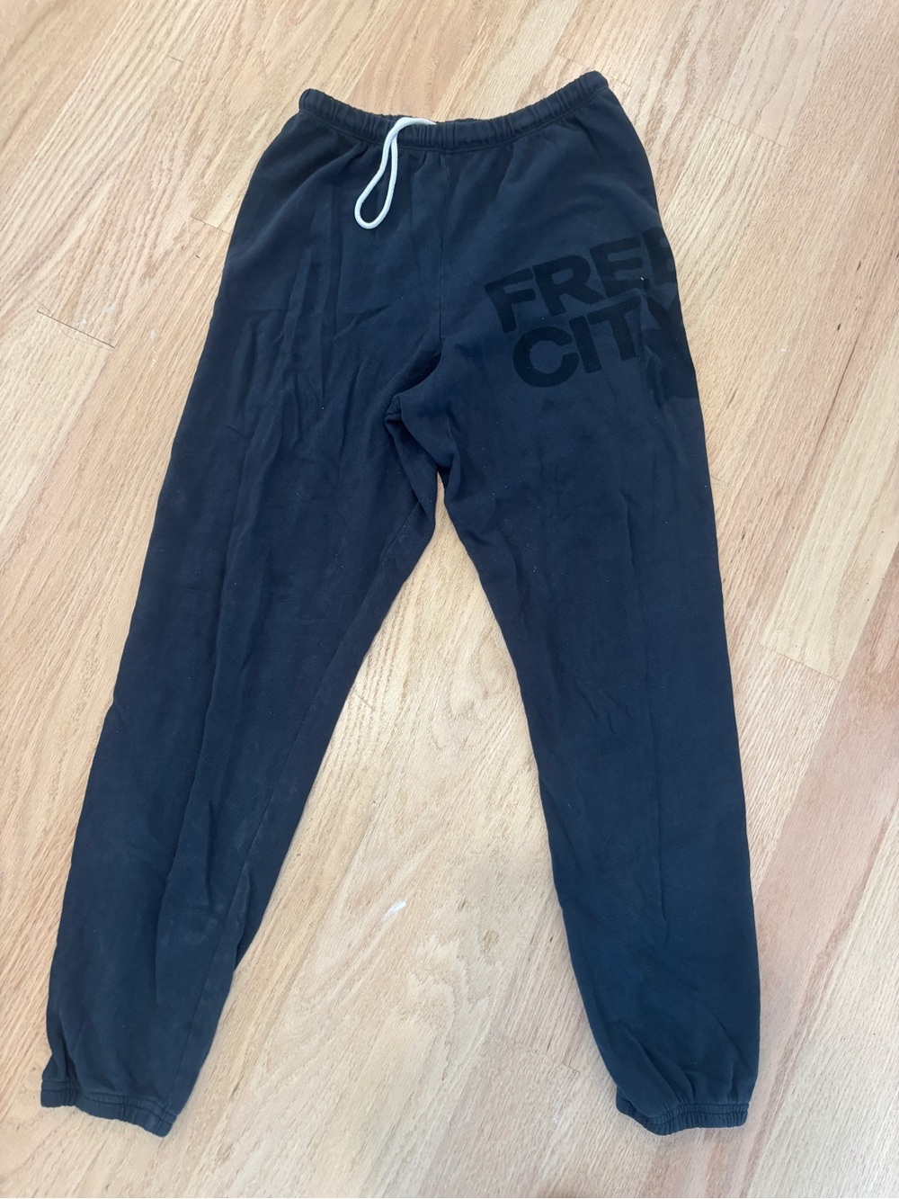 FREECITY Logo Black Sweatpants Joggers Size Small